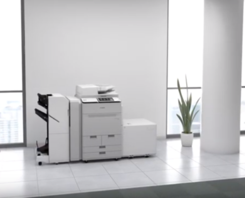 Shot of a white printer in an office setting