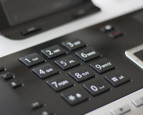 Close up of number pad on office phone