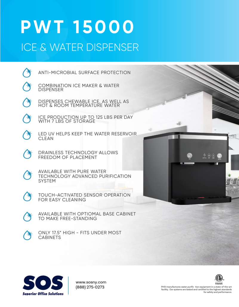 PWT 15000 Ice and Water Dispenser specification sheet