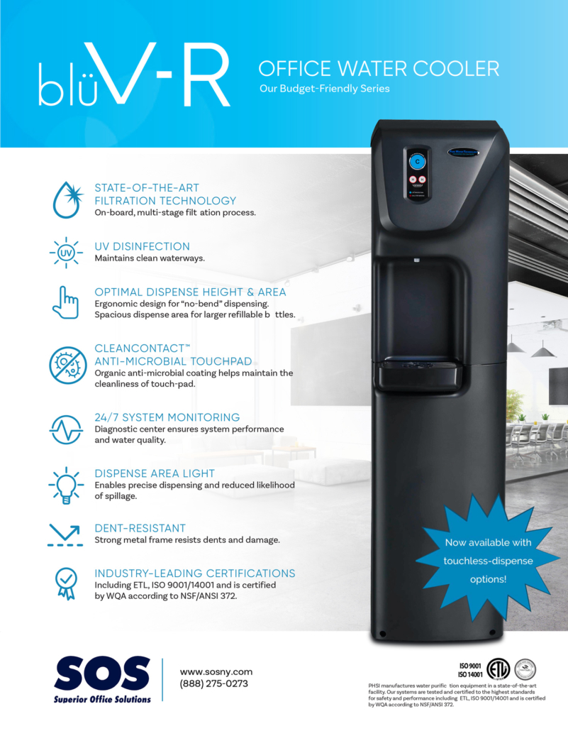 blu V-R office water cooler specification sheet