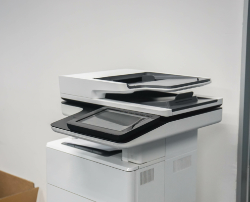 Close image of a printer in the office
