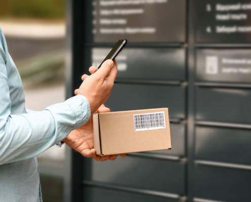 Client using automated self service post terminal machine