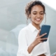 Business person with phone texting
