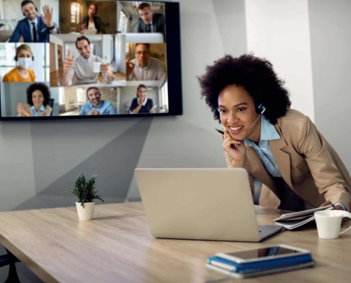 Meeting with client over video call