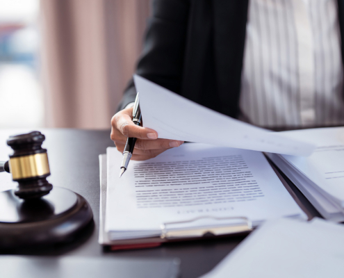 Person in law firm looking at paperwork